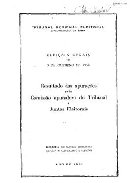 Resultado da apuração das eleições de 03 de outubro de 1950.