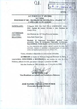 Acórdão Nº 491/2006