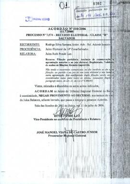 Acórdão Nº 510/2006