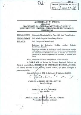Acórdão Nº 473/2006