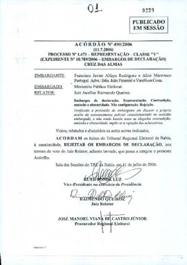 Acórdão Nº 490/2006