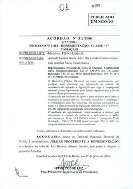 Acórdão Nº 511/2006