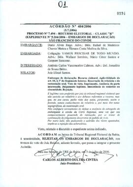 Acórdão Nº 484/2006