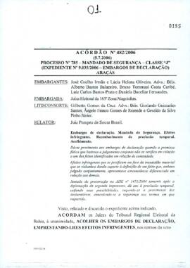 Acórdão Nº 482/2006