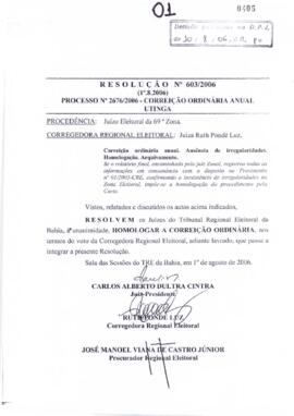Resolução Nº 603/2006