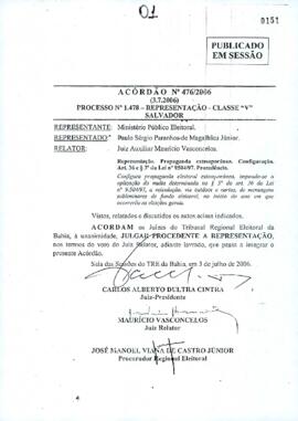 Acórdão Nº 476/2006