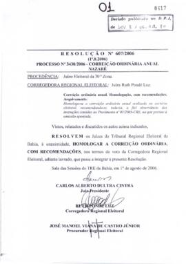 Resolução Nº 607/2006